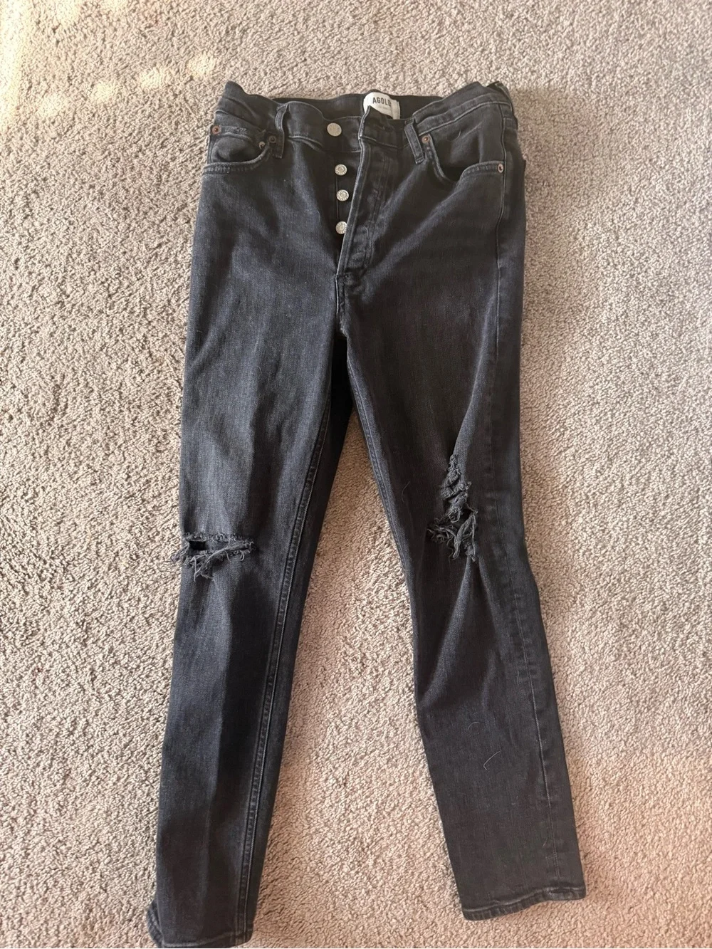 #AGOLDE Nico Slim Jeans Faded Black Distressed